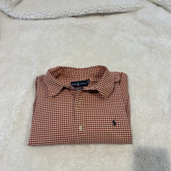 Ralph Lauren Mens Shirt Button Down Orange White Plaid Long Sleeve Size XXL - Picture 1 of 7